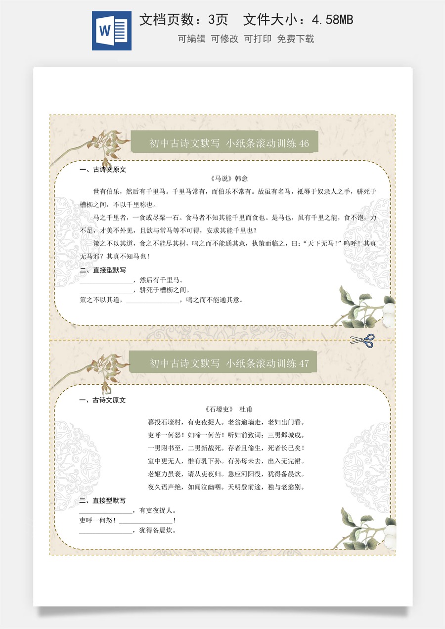 初中-语文-中考语文-一轮复习知识点-直接型默写08（八年级下册）（原卷版）.docx